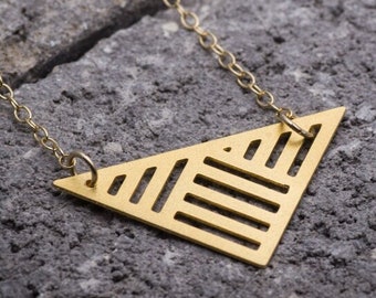 Triangle necklace triangular pendant geometric necklace everyday necklace gift for her