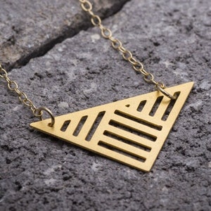 Triangle necklace triangular pendant geometric necklace everyday necklace gift for her image 1