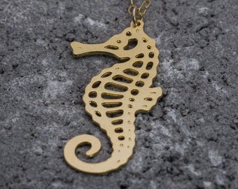 Collier hippocampe en or avec pendentif hippocampe collier de plage