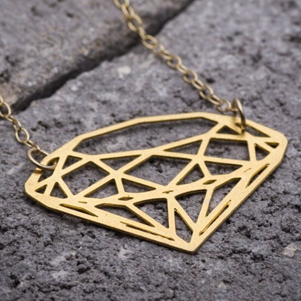 Geometric necklace diamond shape pendant gift for here