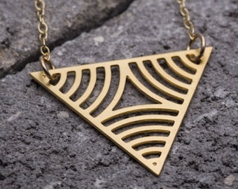 Triangular necklace geometric necklace gold triangular pendant Christmas gift for her