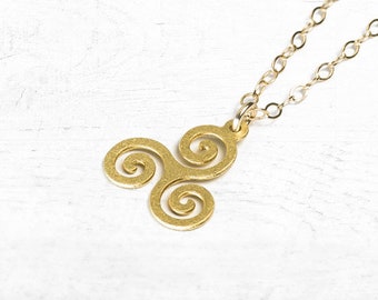 Celtic necklace Irish jewelry gold triskelion necklace Celtic jewelry