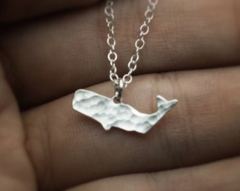 Sperm whale necklace tiny ocean necklace silver whale jewelry