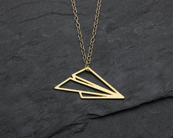 airplane necklace gold origami Paper  plane necklace travel gift
