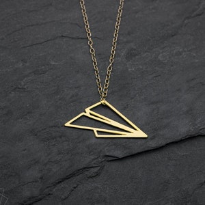 Collar de avión de origami dorado, collar de avión de papel, regalo de viaje