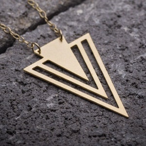 Triangle necklace chevron necklace gold triangle pendant geometric necklace v necklace image 1