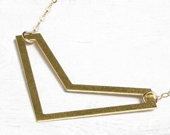 Chevron necklace V necklace geometric arrow necklace hollow triangle necklace