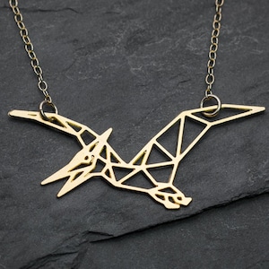 Collar de dinosaurio de origami, collar de pterodáctilo, collar de origami de Jurassic Park