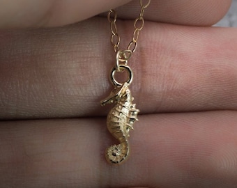 Seahorse necklace sea horse gold ocean jewelry sea necklace beach necklace gold seahorse charm