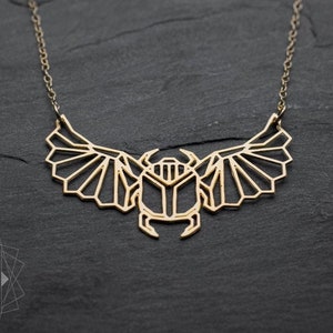 Beetle necklace Egyptian jewelry gold scarab necklace Egyptian necklace