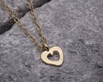 Gold heart necklace heart pendant heart charm gift for here