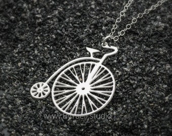 Bicycle necklace silver bicycle pendant Boho necklace