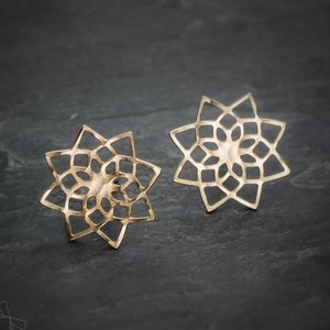 Heilige Ohrringe Heilige Geometrie Post Ohrringe geometrische Mandala Ohrringe Gold Lotus Ohrstecker