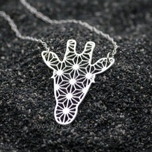 Giraffe necklace silver giraffe pendant giraffe gift animal geometric necklace