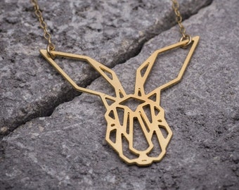 Bunny necklace origami rabbit necklace geometric necklace