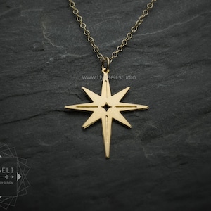 Star necklace celestial jewelry, gold north star necklace, celestial gold star charm