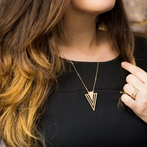 Triangle necklace chevron necklace gold triangle pendant geometric necklace v necklace image 3