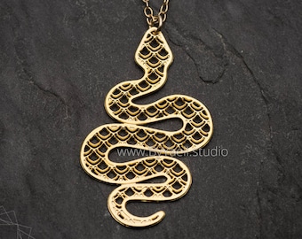 Snake necklace snake pendant gold snake jewelry gothic necklace