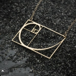 Fibonacci necklace golden ratio necklace gold science jewelry golden triangle necklace science gift