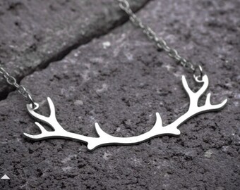 Antler necklace silver deer necklace silver antler jewelry deer antler pendant