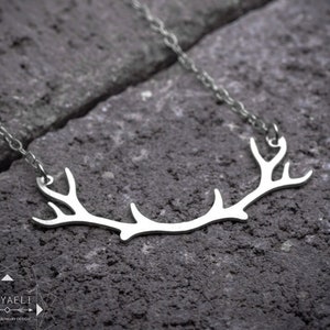 Antler necklace silver deer necklace silver antler jewelry deer antler pendant