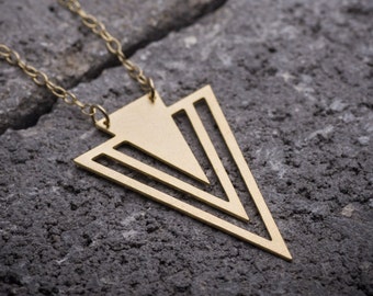 Triangle necklace chevron necklace gold triangle pendant geometric necklace v necklace