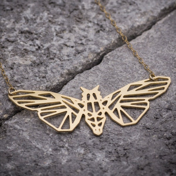 Moth necklace gold moth necklace Luna moth jewelry origami moth