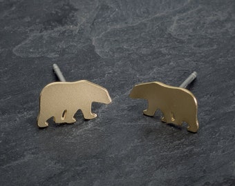 Bear earrings - tiny bear stud earrings, gold bear post earrings gift for mom