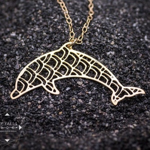 Dolphin necklace gold dolphin ocean necklace animal jewelry geometric necklace image 1