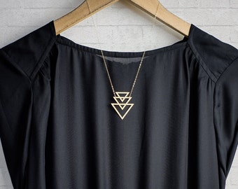 Triangle necklace geometric necklace goldfield necklace gold triangular necklace gift for her