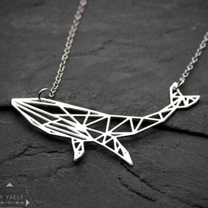 Whale necklace silver whale humpback necklace geometric origami whale necklace