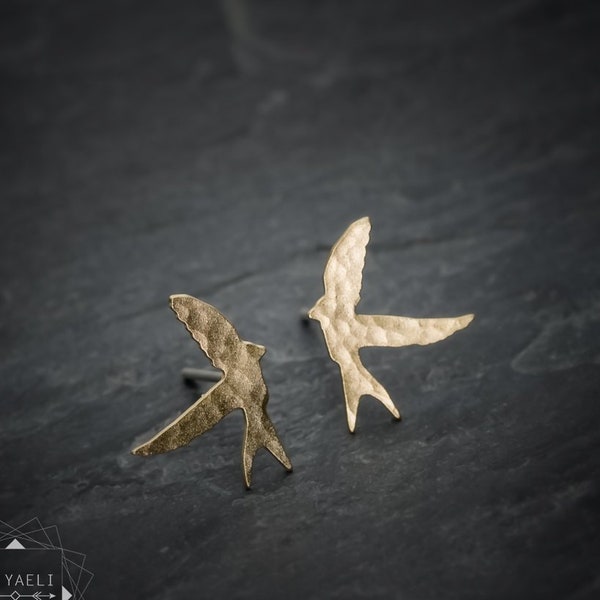 Bird earrings swallow earrings gold swallow stud earrings swallow post earrings