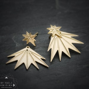 Ear jacket earrings geometric spark earrings gold front back earrings
