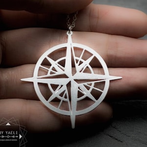 Compass necklace graduation gift silver compass charm compass long necklace compass pendant