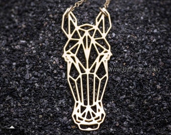 Horse necklace gold origami horse pendant geometric horse jewelry