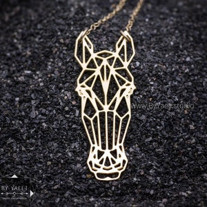 Horse necklace gold origami horse pendant geometric horse jewelry