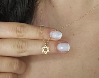 Star of David necklace - Jewish Magen David necklace gold star of David Judaica jewelry. Handmade in Israel