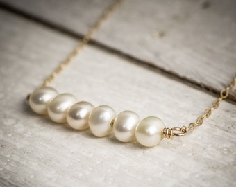 Pearl necklace Pearl bar necklace natural Pearl gift for mom