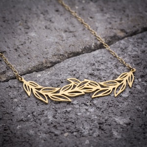 Leaf necklace branch necklace gold leaves necklace