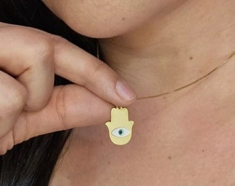 Collar de Hamsa, collar de oro con ojo malvado, collar de protección, collar de buena suerte