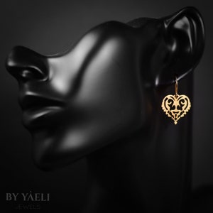 Oriental earrings heart earrings modern minimalist earrings image 3