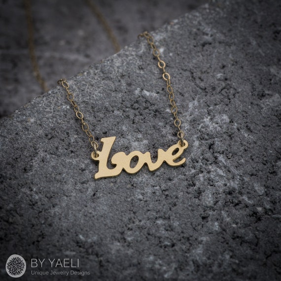 Love Necklace Gold Love Statement Necklace Personalized Mom Gift Etsy Canada