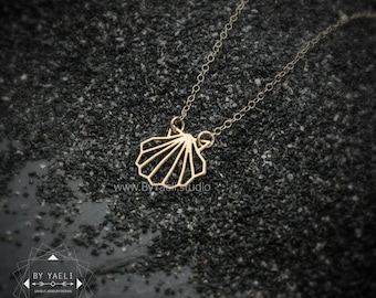 Collana di conchiglie, collana di conchiglie in oro, delicata collana oceanica