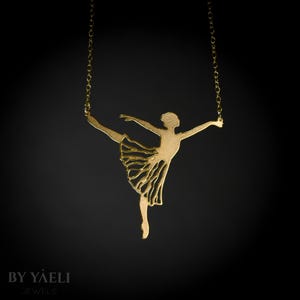 Ballerina necklace ballet dancing necklace gold dancer jewelry ballet lovers