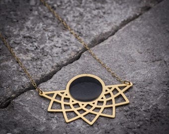 Geometric necklace resin jewelry geometric jewelry gold necklace everyday necklace unique necklace minimalist necklace handmade jewelry