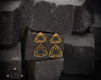 ❤︎ Geometric Earrings Diamond Shape Stud Earrings Drop Gold