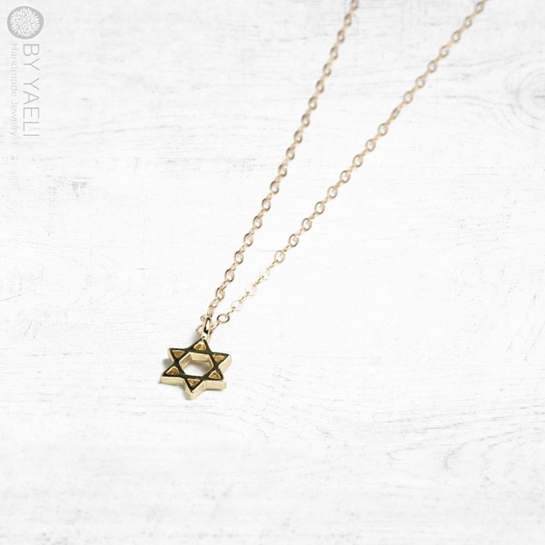 Magen David Necklace Gold Star of David Judaica Star of David Necklace Etsy
