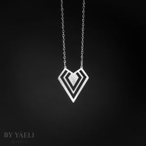 Geometric necklace silver triangle necklace diamond shape necklace triangle pendant