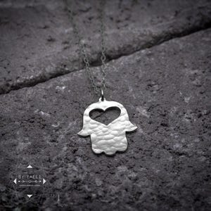 Hamsa necklace hamsa jewelry silver hamsa protection necklace heart hand charm