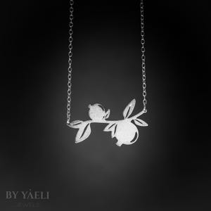 Pomegranate necklace silver Jewish jewelry nature jewelry Judaica necklace